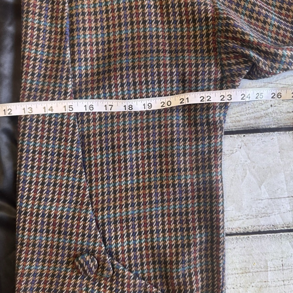 Vintage Houndstooth Tweed Jacket Women's Medium Draped Shawl Collar Open Front - Picture 10 of 16
